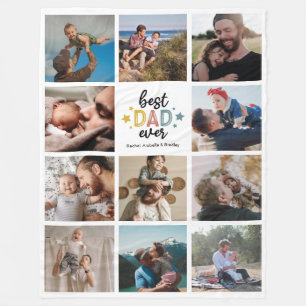 Best Dad Ever 11 Photo Collage Fleece Blanket