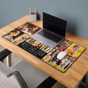 Best Dad Ever 15 Photo Collage Modern Custom Desk Mat