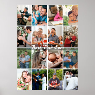 Best Dad Ever 16 Photo Collage Personalised Father Poster