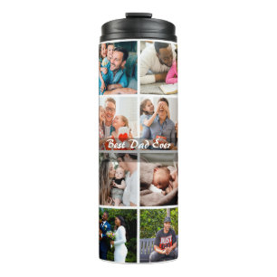 Best Dad Ever 16 Photo Collage Personalised Father Thermal Tumbler
