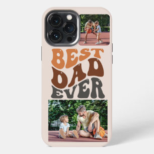 Best Dad Ever 2 Photo and Groovy Retro Typography iPhone 13 Pro Max Case