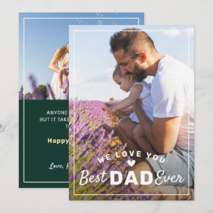 Best Dad Ever 2 Photo Classy Green Father's Day Holiday Card