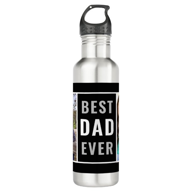Best Dad Ever 2 Photo Collage 710 Ml Water Bottle (Front)