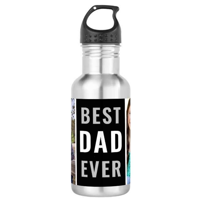 Best Dad Ever 2 Photo Collage 710 Ml Water Bottle (Front)