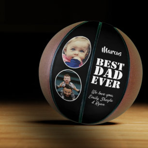 Best Dad Ever 2 Photo Collage Father`s Day Black  Basketball