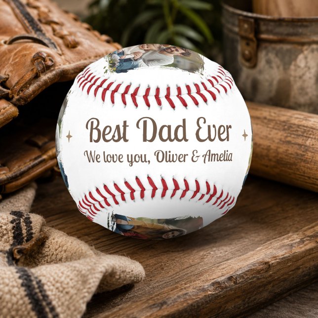 Best Dad Ever 2 Photo Keepsake Gift Baseball (Creator Uploaded)