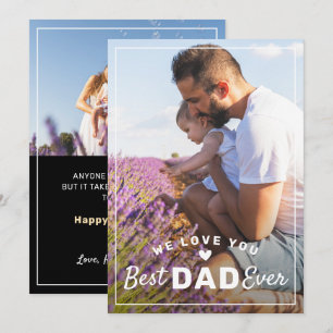 Best Dad Ever 2 Photo Modern Black Father's Day Holiday Card