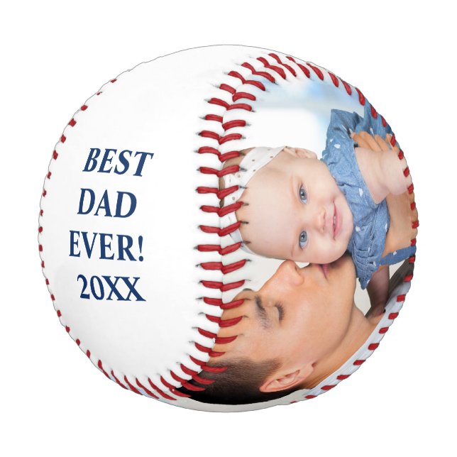 Best Dad Ever 2 Photo RWB Baseball (Angled)