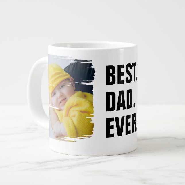 Best Dad Ever 2 Photo Scribble Frame Personalised Large Coffee Mug (Front Left)
