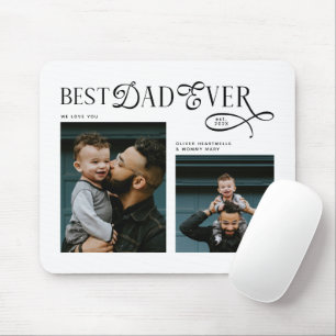 Best Dad Ever 2 Photos Modern Fathers Day Gifts Mouse Mat