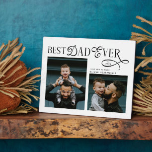 Best Dad Ever 2 Photos Modern Fathers Day Gifts Plaque