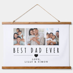 Best Dad Ever   3 Custom Photo Gallery Wall Hanging Tapestry