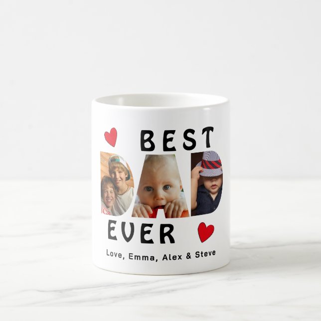 Best Dad Ever 3 Photo Collage Custom Coffee Mug (Center)