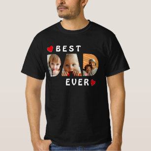 Best Dad Ever 3 Photo Collage Custom T-Shirt