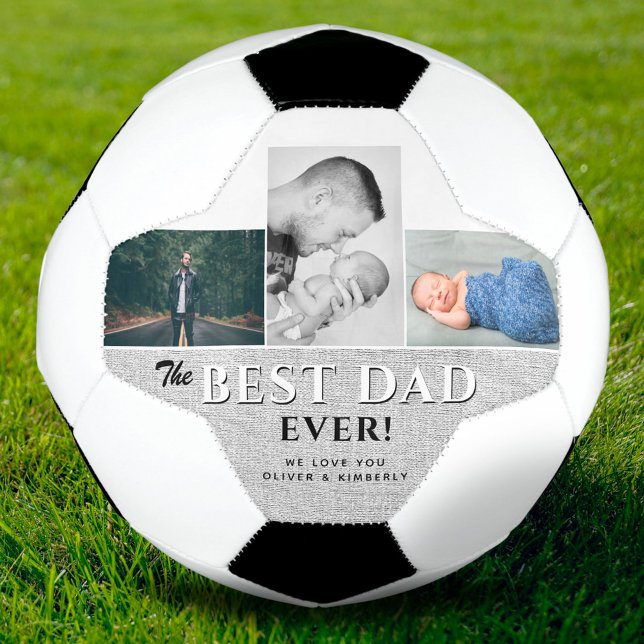 Best Dad Ever 3 Photo Collage Father`s Day Football (Creator Uploaded)