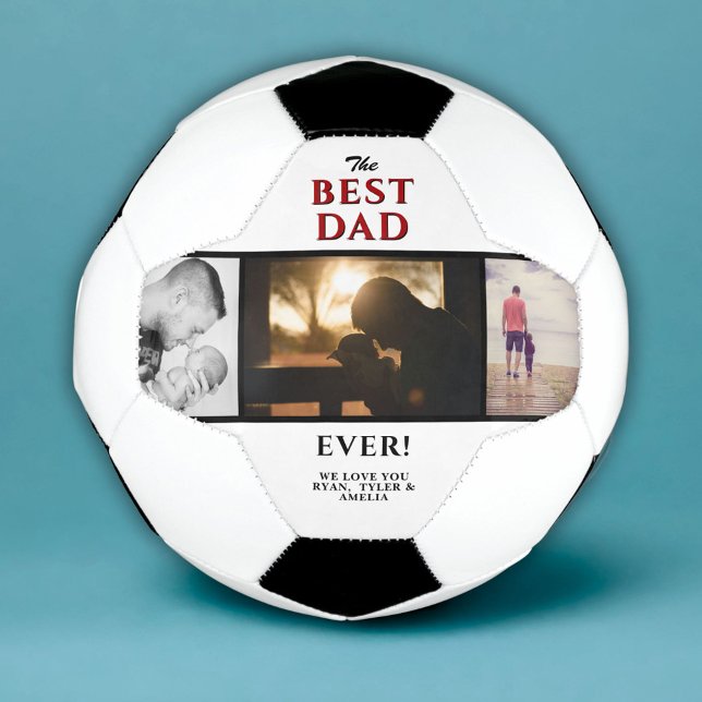 Best Dad Ever 3 Photo Collage Father`s Day Football (Creator Uploaded)