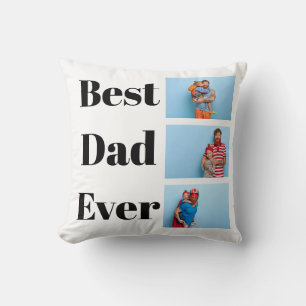 Best Dad Ever 3 Photo Collage Father's Day Cushion