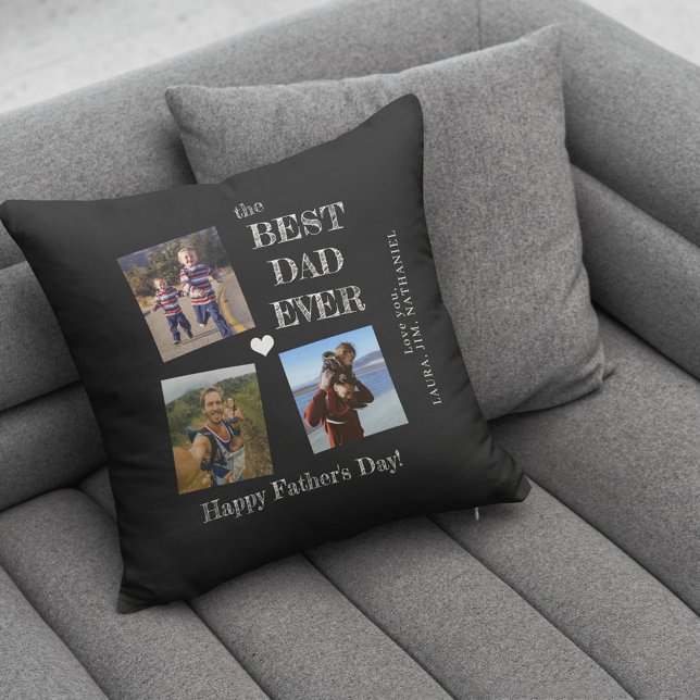 Best dad ever 3 photo collage Fathers Day Cushion (Creator Uploaded)
