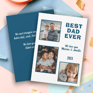 Best Dad Ever 3 Photo Collage Father's Day  Holiday Card