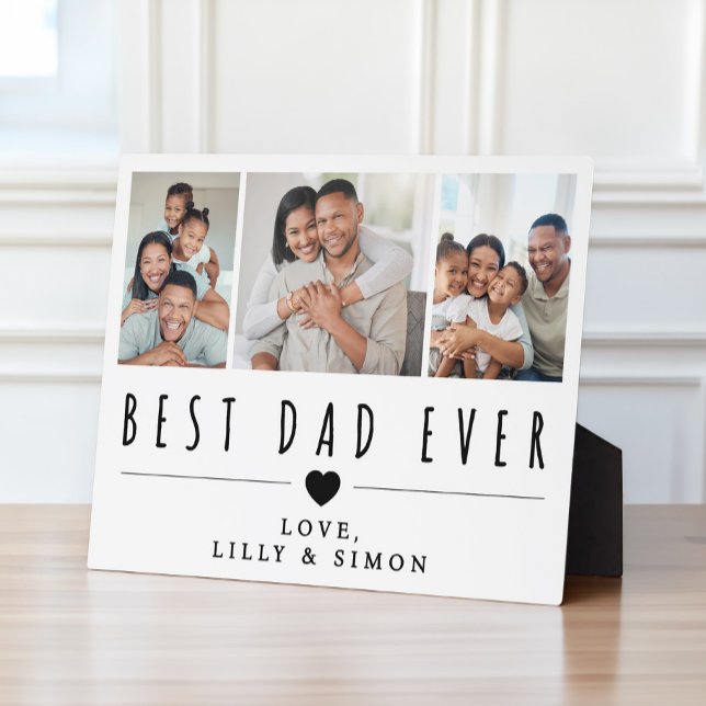 Best Dad Ever | 3 Photo Collage Personalised 8×10  Plaque (Creator Uploaded)