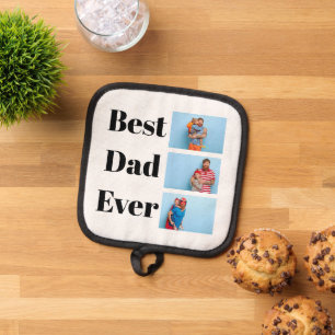 Best Dad Ever 3 Photo Collage Pot Holder