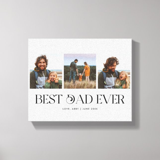 Best Dad Ever |  3-Photo Father's Day Retro Canvas Print (Front)