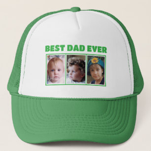 Best dad ever 3 photo green white trucker hat