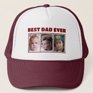 Best dad ever 3 photo maroon white trucker hat