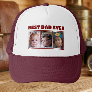 Best dad ever 3 photo maroon white trucker hat