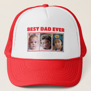 Best dad ever 3 photo red white trucker hat
