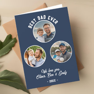 Best Dad Ever 3 Photos Father`s Day Holiday Card