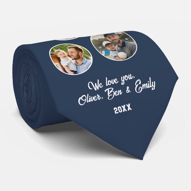 Best Dad Ever 3 Photos Father`s Day Keepsake Tie (Rolled)