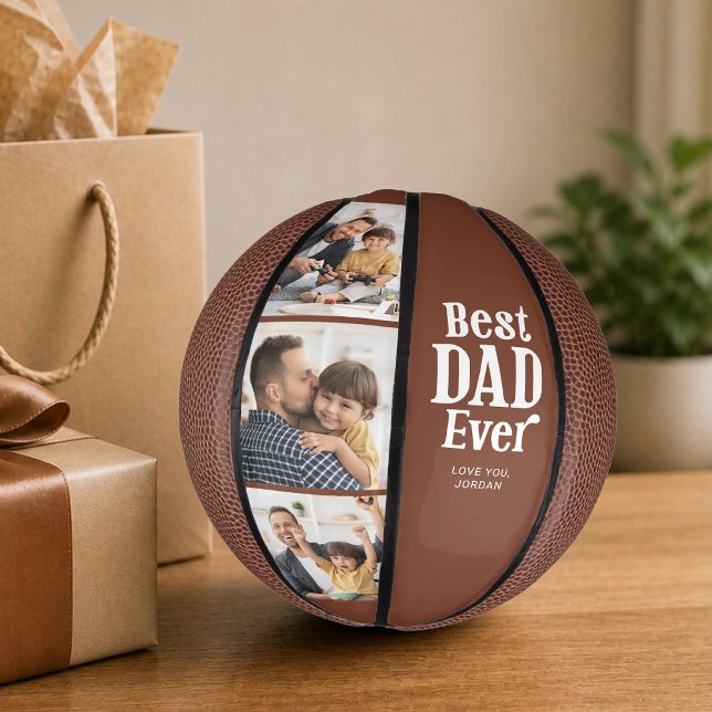 BEST DAD EVER 3 Photos Keepsake Mini Basketball (Creator Uploaded)