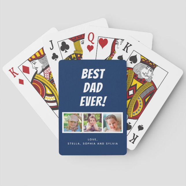 Best Dad Ever 3 Photos Playing Cards (Back)