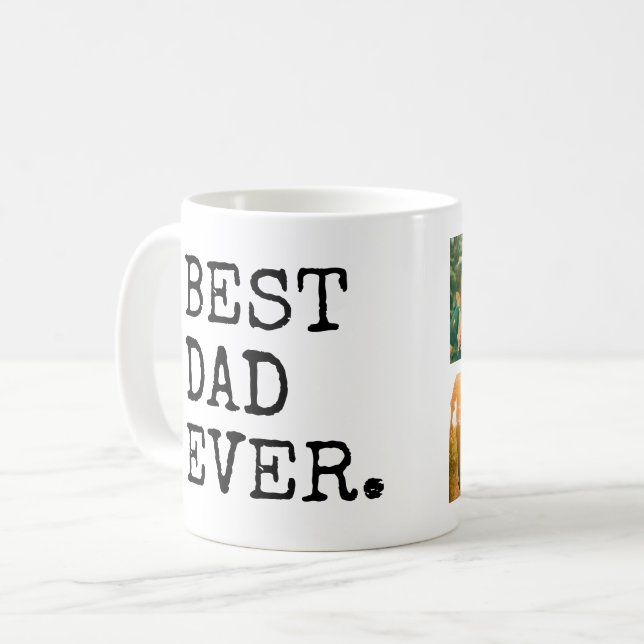 Best Dad Ever 4 Photo Collage Coffee Mug (Front Left)