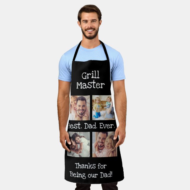 Best Dad Ever 4 Photo Collage Fun Grill Master Apron (Worn)