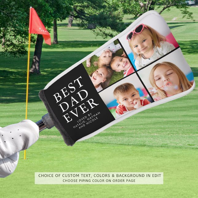 BEST DAD EVER 4 Photo Collage Personalised Golf Head Cover (Creator Uploaded)
