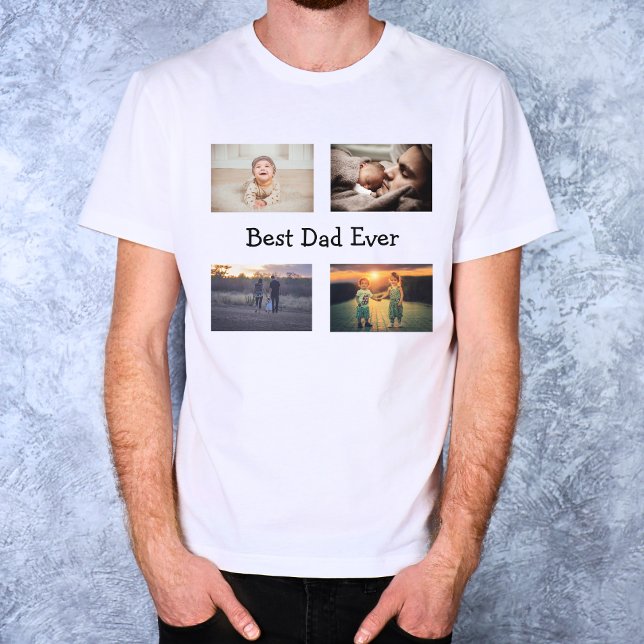 Best Dad Ever 4 Photo Collage T-Shirt (Creator Uploaded)