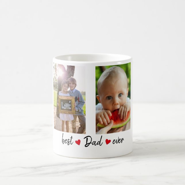 Best Dad Ever 4 Photo Custom Coffee Mug (Center)