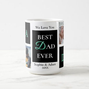 Best Dad Ever 4 Photo Personalised Mug with Names
