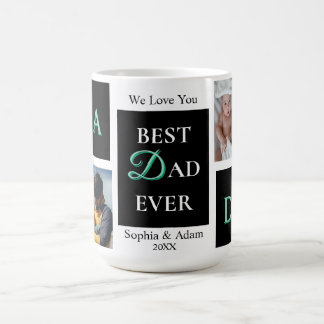 Best Dad Ever 4 Photo Personalised Mug with Names