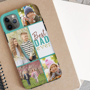 Best Dad Ever 4 Photo Rust Brown and Teal iPhone 11 Pro Max Case