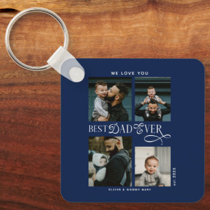 Best Dad Ever 4 Photos Blue Fathers Day Gifts Key Ring