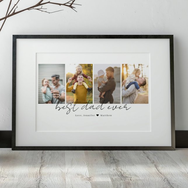Best Dad Ever 4 Photos Collage Custom Poster (Creator Uploaded)