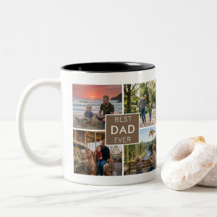 Best Dad Ever 4 Photos collage Personalised Two-Tone Coffee Mug