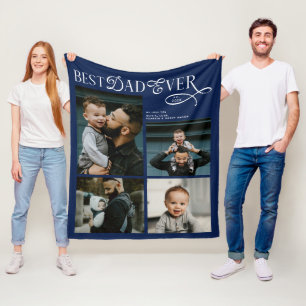 Best Dad Ever 4 Photos Modern Fathers Day Gifts Fleece Blanket