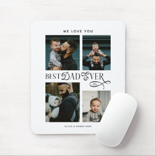 Best Dad Ever 4 Photos Modern Fathers Day Gifts Mouse Mat
