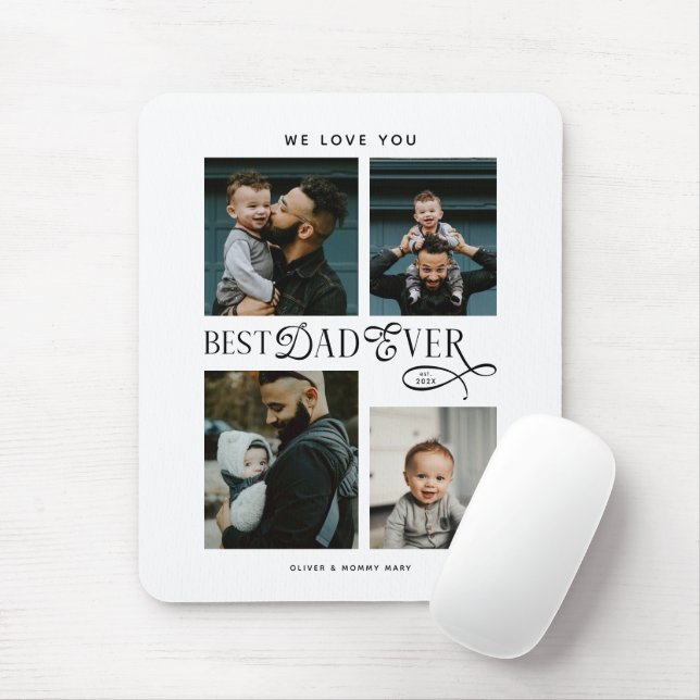  Best Dad Ever 4 Photos Modern Fathers Day Gifts Mouse Mat (With Mouse)
