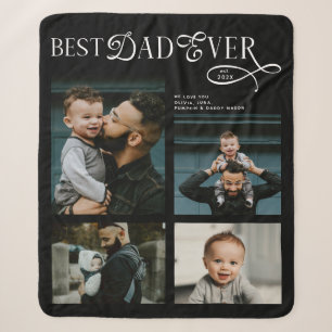 Best Dad Ever 4 Photos Modern Fathers Day Gifts Sherpa Blanket