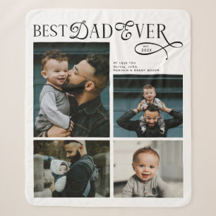 Best Dad Ever 4 Photos Modern Fathers Day Gifts Sherpa Blanket